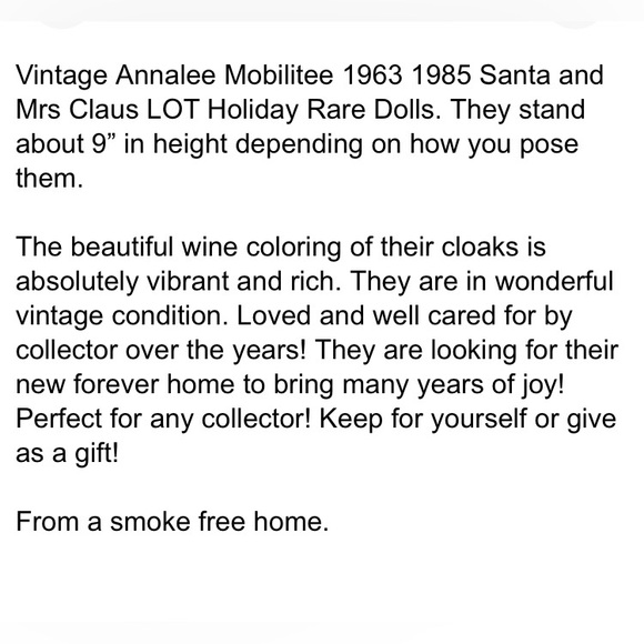 Vintage Annalee Dolls Santa Mrs Clause Mobilitee USA Original Tags Excellent - Picture 17 of 17